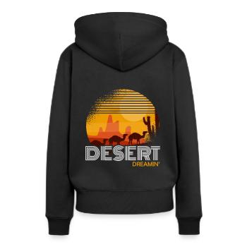 Désert - Sweat à capuche Premium bio Femme - noir - Dos - Julia (174cm)