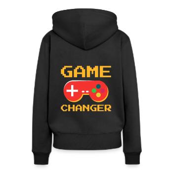 Game Changer - Frauen Premium Bio Hoodie - Schwarz - Hinten - Julia (174cm)