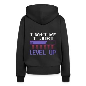 Joueur de niveau supérieur - Sweat à capuche Premium bio Femme - noir - Dos - Julia (174cm)