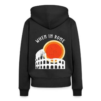 Rome Colisée Rome Kolisée - Sweat à capuche Premium bio Femme - noir - Dos - Julia (174cm)