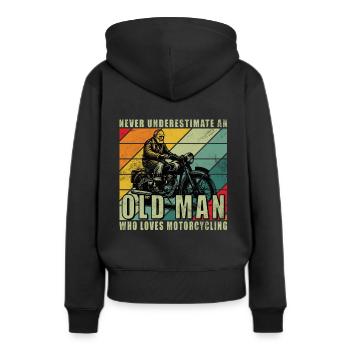 Ne jamais comprendre une moto de vieil homme - Sweat à capuche Premium bio Femme - noir - Dos - Julia (174cm)