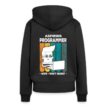 Programmeur - Sweat à capuche Premium bio Femme - noir - Dos - Julia (174cm)