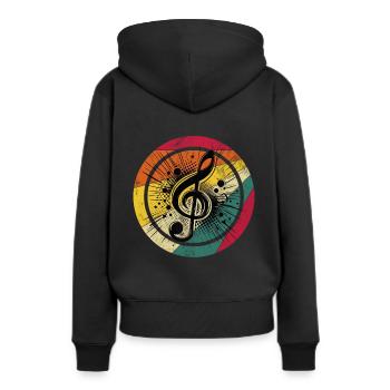 Notenschlüssel Instrument - Frauen Premium Bio Hoodie - Schwarz - Hinten - Julia (174cm)