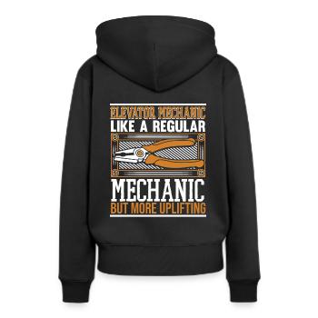 Wie ein normaler Mechaniker, aber erhebender - Frauen Premium Bio Hoodie - Schwarz - Hinten - Julia (174cm)