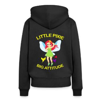 Fee - Frauen Premium Bio Hoodie - Schwarz - Hinten - Julia (174cm)