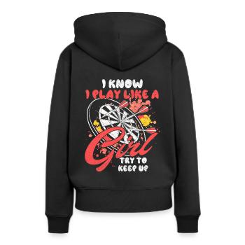 lustiger Dart Spruch Dartpfeile darten Spruch - Frauen Premium Bio Hoodie - Schwarz - Hinten - Julia (174cm)