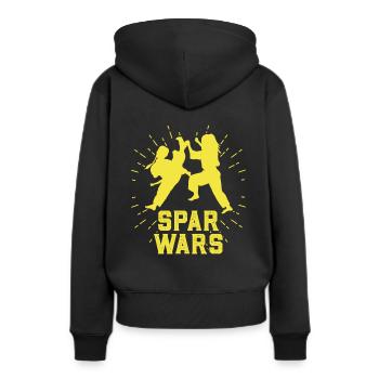 Karate Girl Sparring Partner - Frauen Premium Bio Hoodie - Schwarz - Hinten - Julia (174cm)