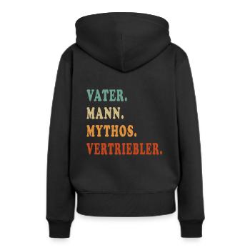 Père Vendeur - Sweat à capuche Premium bio Femme - noir - Dos - Julia (174cm)