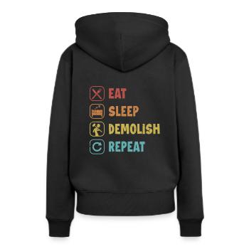 Manger Dormir Démolir Répéter Maison d’amélioration de l’habitat - Sweat à capuche Premium bio Femme - noir - Dos - Julia (174cm)