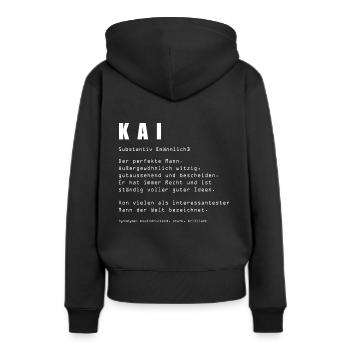 Kai Name Design - Frauen Premium Bio Hoodie - Schwarz - Hinten - Julia (174cm)