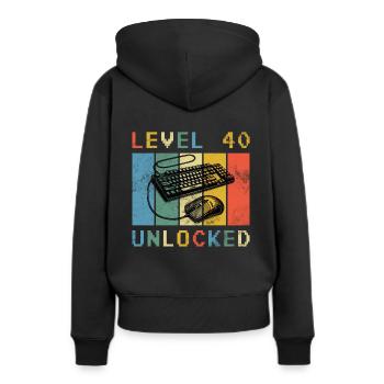 Niveau 40 débloqué - 40 ans Anniversaire du joueur - Sweat à capuche Premium bio Femme - noir - Dos - Julia (174cm)