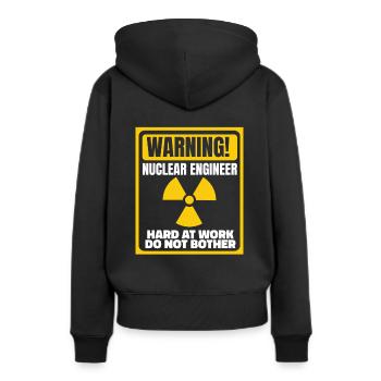 Au travail, ne vous souciez pas de l’énergie Uranium Nucléaire - Sweat à capuche Premium bio Femme - noir - Dos - Julia (174cm)