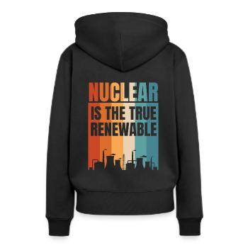 Kernenergie ist die wahre erneuerbare Energie Kernenergie - Frauen Premium Bio Hoodie - Schwarz - Hinten - Julia (174cm)