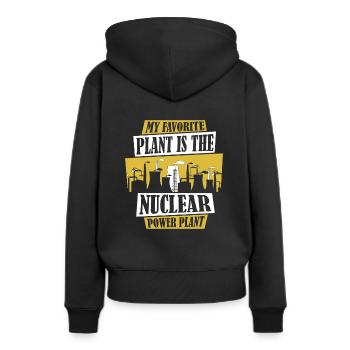 Lieblingspflanze ist Kernkraftwerk Kernkraftwerk - Frauen Premium Bio Hoodie - Schwarz - Hinten - Julia (174cm)