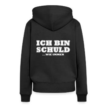 Ich bin schuld wie immer - Frauen Premium Bio Hoodie - Schwarz - Hinten - Julia (174cm)