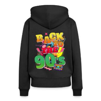Ambiance des années 90 Années 90 Années 90 Années 90 Fête Fête Années 90 Mode Années 90 - Sweat à capuche Premium bio Femme - noir - Dos - Julia (174cm)