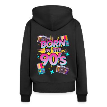 Né dans les années 90, Né dans les années 90 - Sweat à capuche Premium bio Femme - noir - Dos - Julia (174cm)