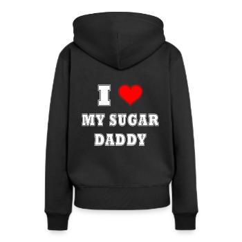J’adore mon Sugar daddy - Sweat à capuche Premium bio Femme - noir - Dos - Julia (174cm)
