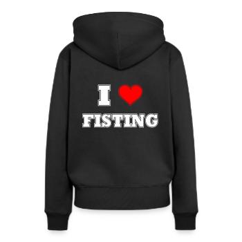 J’adore le fisting - Sweat à capuche Premium bio Femme - noir - Dos - Julia (174cm)