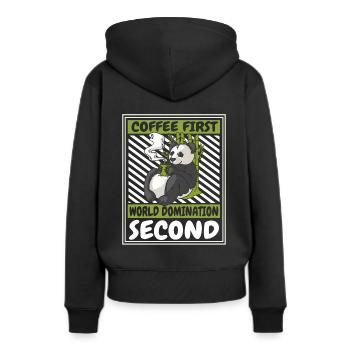 Café Première Domination du Monde Deuxième Panda Ours - Sweat à capuche Premium bio Femme - noir - Dos - Julia (174cm)