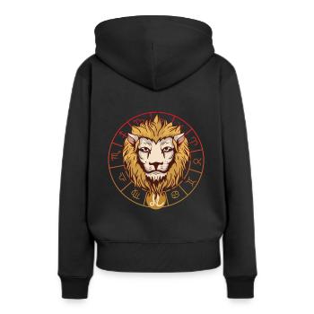 Lion - Horoscope du Lion - Sweat à capuche Premium bio Femme - noir - Dos - Julia (174cm)