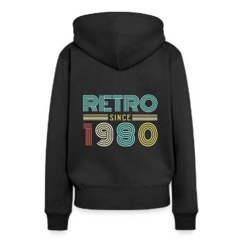 seit 1980 - Frauen Premium Bio Hoodie - Schwarz - Hinten - Julia (174cm)