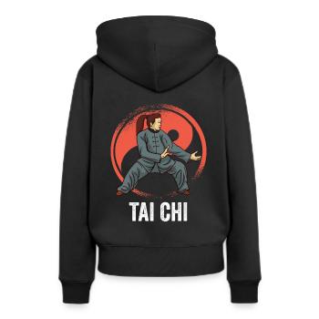 Tai chi - Sweat à capuche Premium bio Femme - noir - Dos - Julia (174cm)