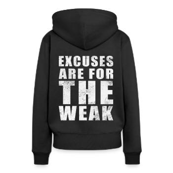 Les excuses sont pour les faibles - Sweat à capuche Premium bio Femme - noir - Dos - Julia (174cm)