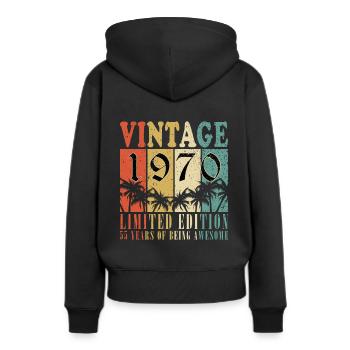 55. Geburtstag Jahrgang 1970 55 Jahre Geschenk - Frauen Premium Bio Hoodie - Schwarz - Hinten - Julia (174cm)
