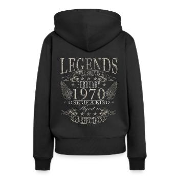 Février 1970 Jubilé Février 1970 Février - Sweat à capuche Premium bio Femme - noir - Dos - Julia (174cm)