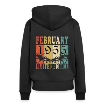 Février 1955 Anniversaire Février 1955 Février - Sweat à capuche Premium bio Femme - noir - Dos - Julia (174cm)