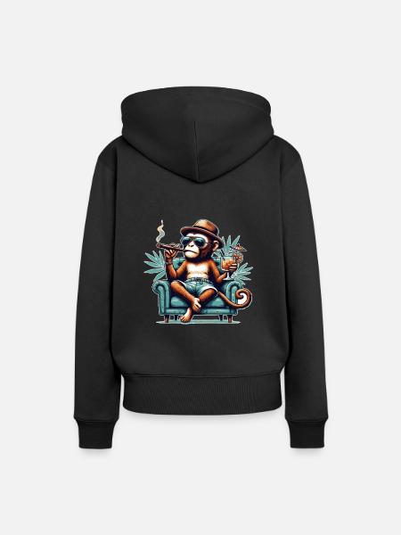 Affe Sonnenbrille Cool - Frauen Premium Bio Hoodie - Schwarz