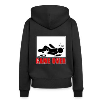 game over - Frauen Premium Bio Hoodie - Schwarz - Hinten - Julia (174cm)