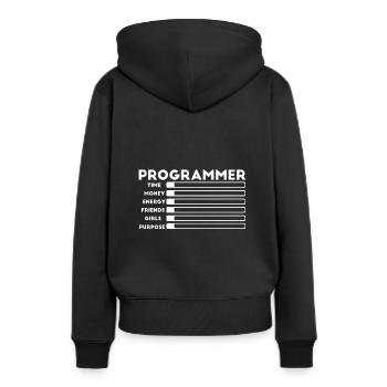 Programmeur nerd computer HTML - Sweat à capuche Premium bio Femme - noir - Dos - Julia (174cm)