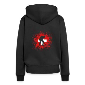 Eishockey Schweiz CH Eissport Länderflagge Splash - Frauen Premium Bio Hoodie - Schwarz - Hinten - Julia (174cm)