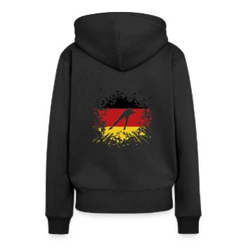 Eisschnelllauf Deutschland DE Eissport Flagge - Frauen Premium Bio Hoodie - Schwarz - Hinten - Julia (174cm)
