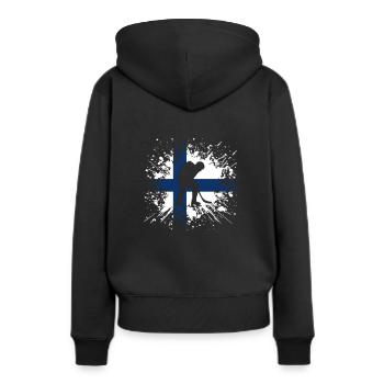 Eishockey Finnland FI Eissport Länderflagge Splash - Frauen Premium Bio Hoodie - Schwarz - Hinten - Julia (174cm)