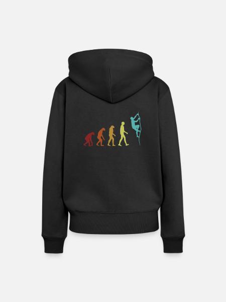 Climbing Evolution Bouldern Speedklettern Kraxler - Frauen Premium Bio Hoodie - Schwarz