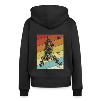 Bouldern Speedklettern Sportklettern Kraxler - Frauen Premium Bio Hoodie - Schwarz - Hinten - Julia (174cm)