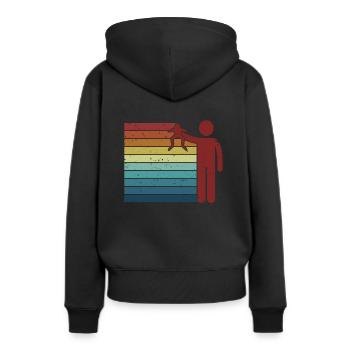Retro Kröte Kaulquappe Laubfrosch Frosch Fänger - Frauen Premium Bio Hoodie - Schwarz - Hinten - Julia (174cm)