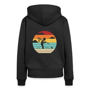 Retro Kaulquappe Laubfrosch Kröte Frosch Fänger - Frauen Premium Bio Hoodie - Schwarz - Hinten - Julia (174cm)