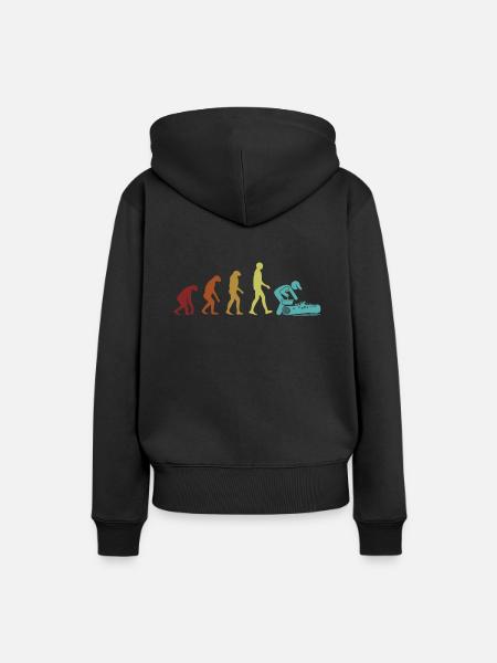 Pilzjagd Evolution Pflücken Futtersuche - Frauen Premium Bio Hoodie - Schwarz