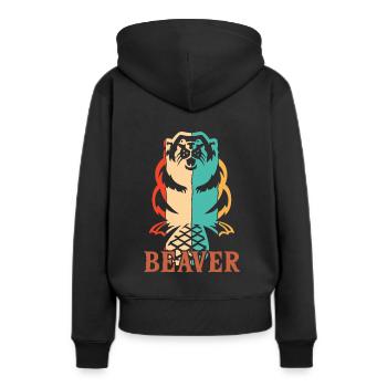 Retro Eurasischer Castor Canadensis Nordamerikanisch - Frauen Premium Bio Hoodie - Schwarz - Hinten - Julia (174cm)