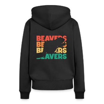 Biber Retro Text Castor Canadensis Nord - Frauen Premium Bio Hoodie - Schwarz - Hinten - Julia (174cm)