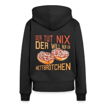 Mettbrötchen Mett Hackfleisch Hackepeter - Frauen Premium Bio Hoodie - Schwarz - Hinten - Julia (174cm)