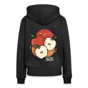 Ein halber Apfel - Frauen Premium Bio Hoodie - Schwarz - Hinten - Julia (174cm)