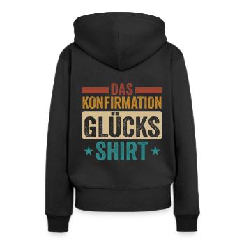 Konfirmation 2023 ich war dabei Konfirmand - Frauen Premium Bio Hoodie - Schwarz - Hinten - Julia (174cm)