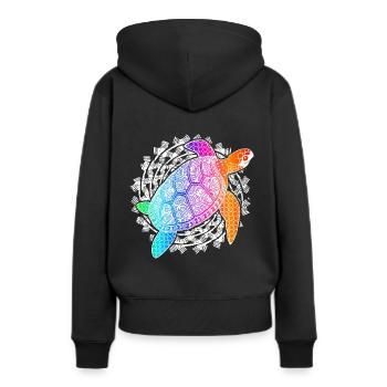 Turtle Schildkröte 23 - Frauen Premium Bio Hoodie - Schwarz - Hinten - Julia (174cm)