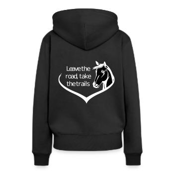 "Amoureux de cheval chevauchant un pur sang pur-sang" - Sweat à capuche Premium bio Femme - noir - Dos - Julia (174cm)