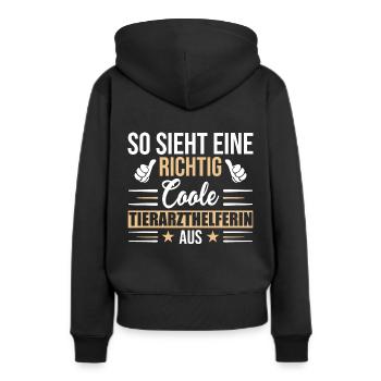 So sieht eine coole Tierarzthelferin aus TFA - Frauen Premium Bio Hoodie - Schwarz - Hinten - Julia (174cm)